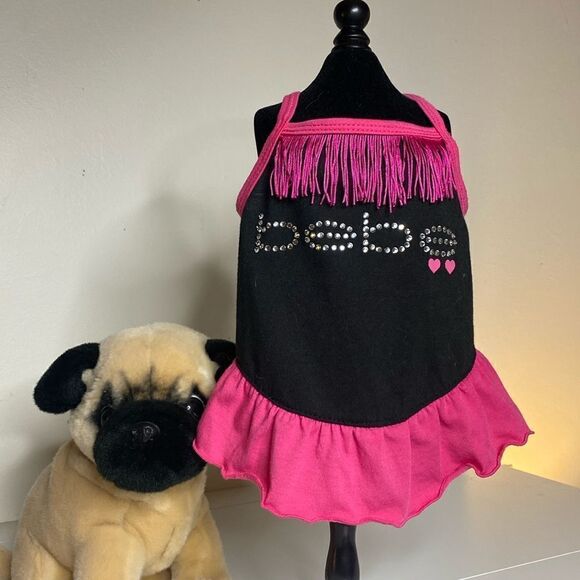 Fringe “bebe” Bling Designer Inspired Dog Dress - Picture 1 of 5